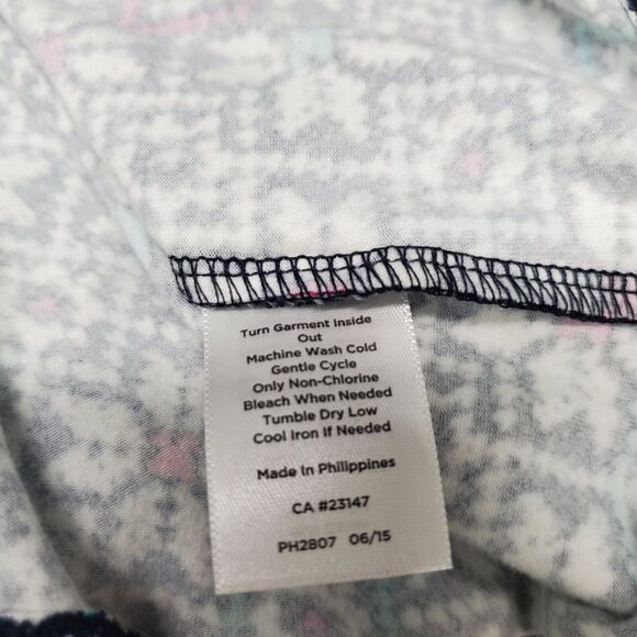 Talbots Geometric Floral Long Sleeve Tee Top Stretch Size Large Snowflakes - Picture 7 of 7